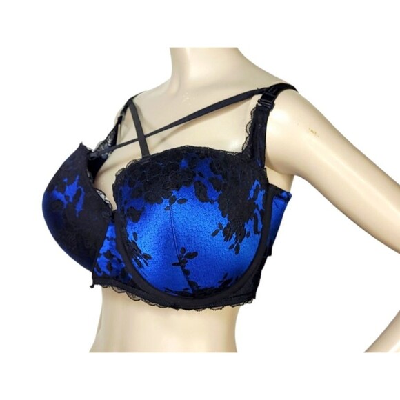 Torrid Lace Blue Strappy Convertible 6 Ways to Wear Strapless Push-Up Bra 42DDD - Picture 7 of 15